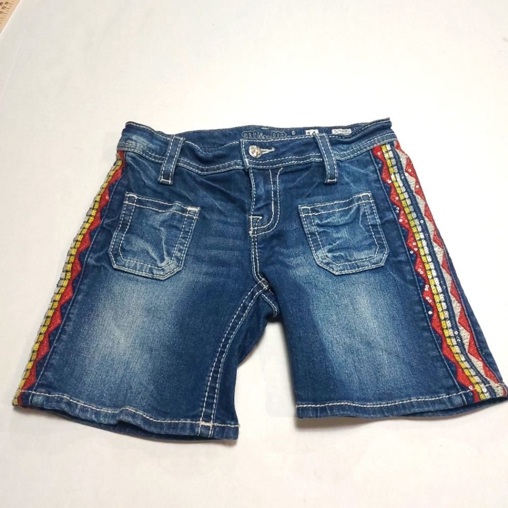 Miss Me Girls Blue Jeans Shorts Size 14